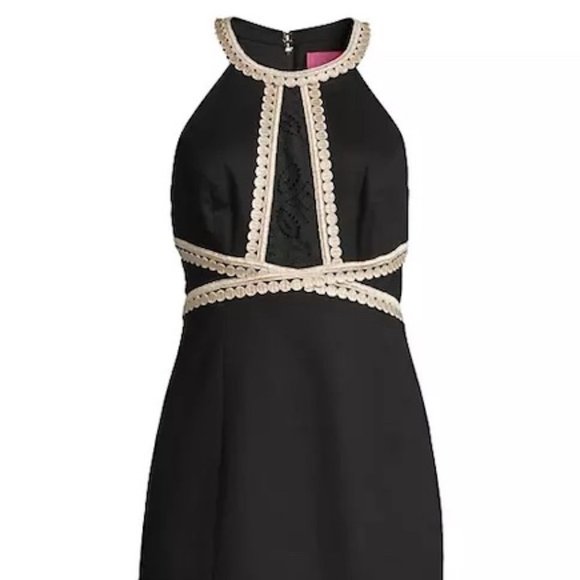 Lilly Pulitzer NWOT Layne Stretch Shift Dress Black & Gold Size 00 - Picture 4 of 9